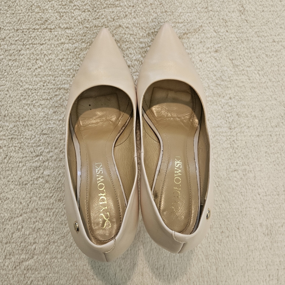 Genuine Leather Cream Heels Pumps Size 9 Business Casual Formal Feminine Work - Picture 4 of 11